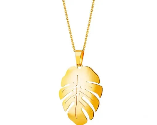 Złota zawieszka  - monstera