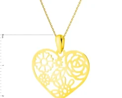 Złota zawieszka - serce, kwiaty