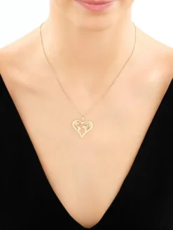 Złota zawieszka - serce, mapa świata