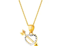 Złota zawieszka - serce, strzała Amora