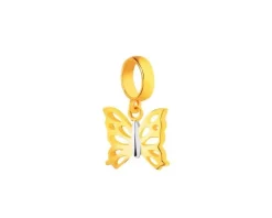 Złota zawieszka beads - motyl