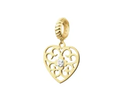 Złota zawieszka beads z brylantem - serce - 0,008 ct - próba 375