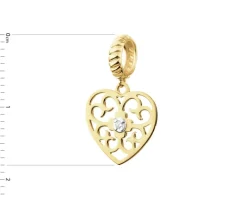 Złota zawieszka beads z brylantem - serce - 0,008 ct - próba 375