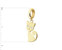 Złota zawieszka beads z diamentami - kot - 0,01 ct - próba 375