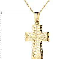 Złota zawieszka i łańcuszek - komplet - krzyż