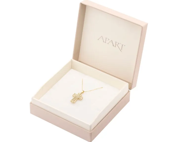 Złota zawieszka i łańcuszek - komplet - krzyż