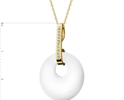 Złota zawieszka z agatem i cyrkoniami