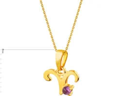 Złota zawieszka z ametystem  - Baran
