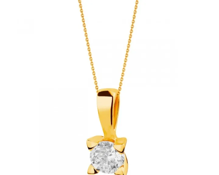 Złota zawieszka z cyrkonią