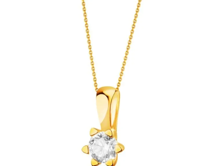 Złota zawieszka z cyrkonią