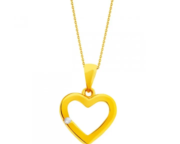 Złota zawieszka z cyrkonią - serce