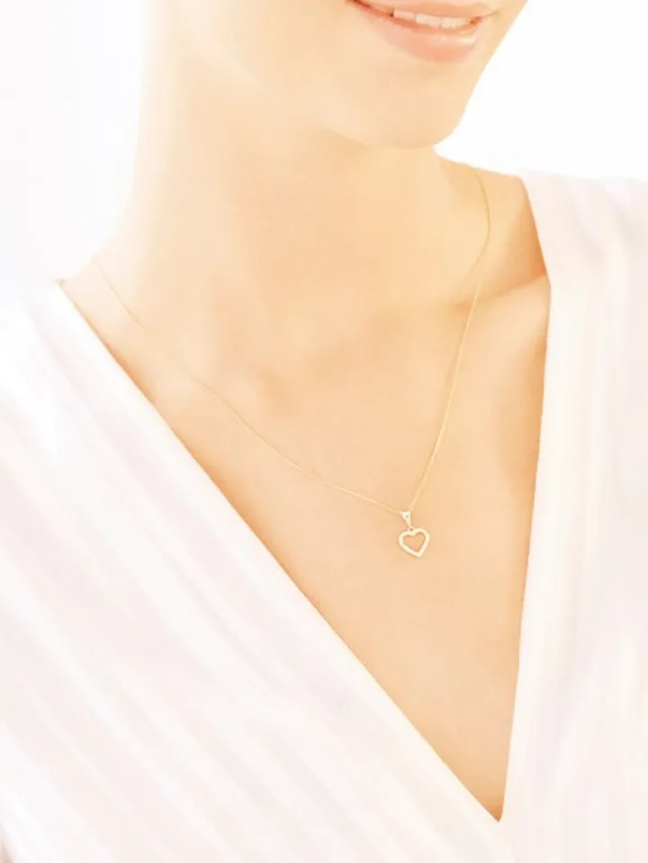 Złota zawieszka z cyrkonią - serce