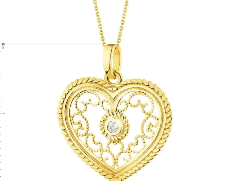 Złota zawieszka z cyrkonią - serce