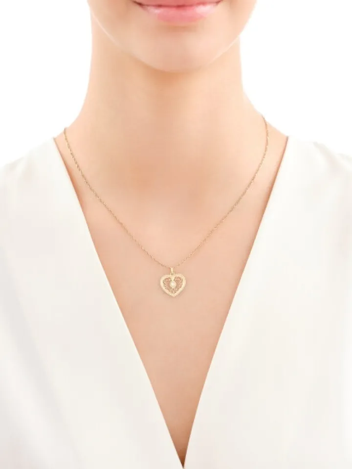 Złota zawieszka z cyrkonią - serce