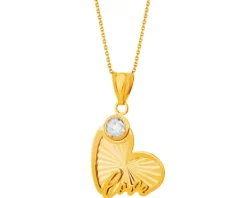 Złota zawieszka z cyrkonią - serce, love
