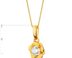 Złota zawieszka z cyrkonią - kwiatek