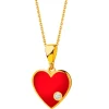 Złota zawieszka z cyrkonią i emalią - serce