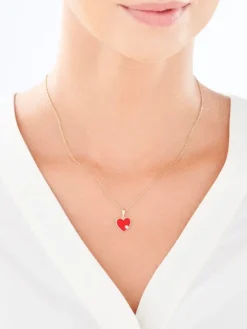 Złota zawieszka z cyrkonią i emalią - serce