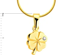 Złota zawieszka z cyrkonią - koniczyna