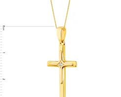 Złota zawieszka z cyrkonią - krzyż