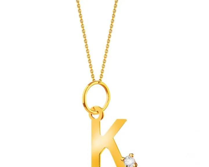 Złota zawieszka z cyrkonią - litera K