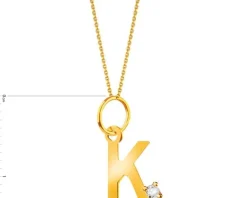 Złota zawieszka z cyrkonią - litera K