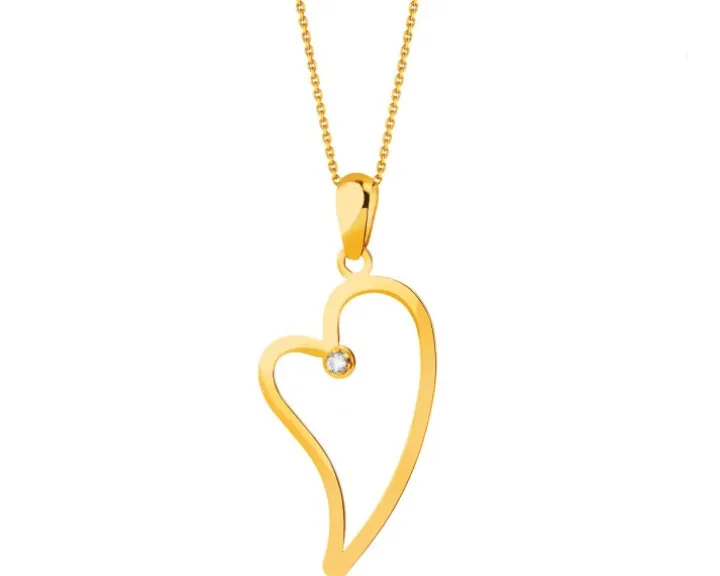 Złota zawieszka z cyrkonią - serce