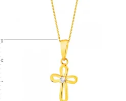 Złota zawieszka z cyrkonią - krzyż