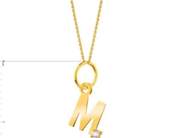 Złota zawieszka z cyrkonią - litera M