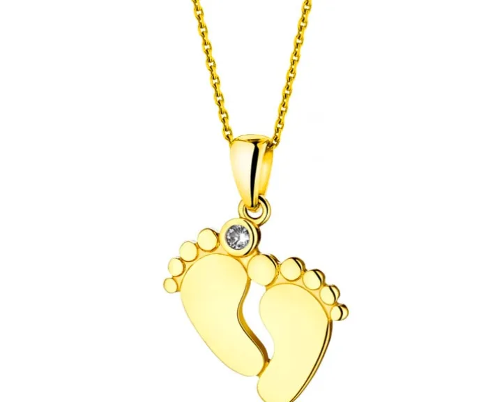 Złota zawieszka z cyrkonią – stópki