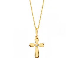 Złota zawieszka z cyrkonią - krzyż
