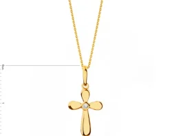 Złota zawieszka z cyrkonią - krzyż