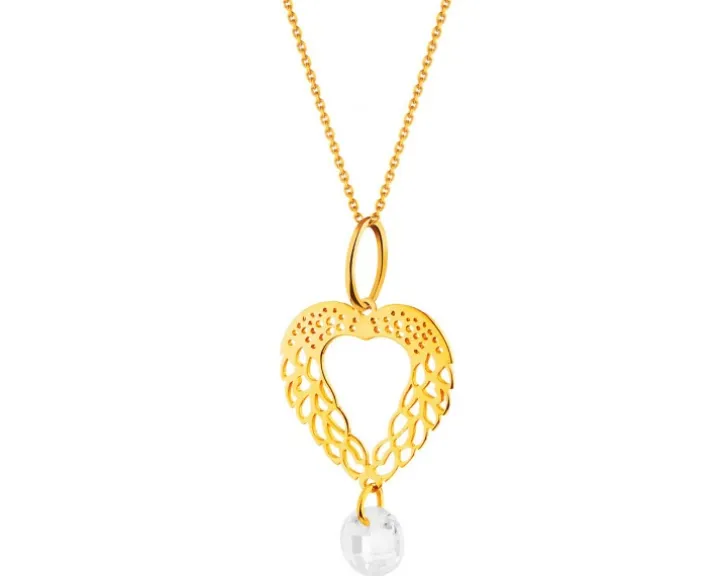 Złota zawieszka z cyrkonią - serce