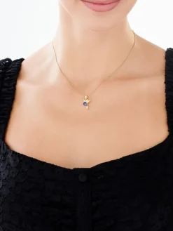 Złota zawieszka z cyrkonią - koliber