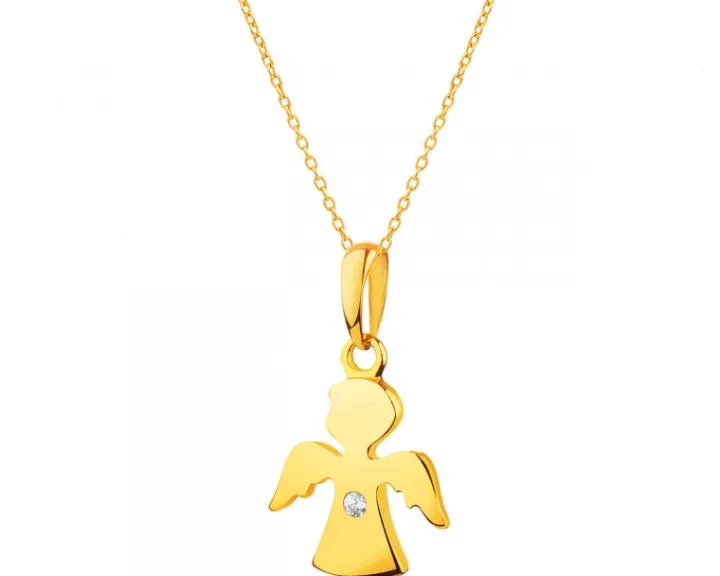 Złota zawieszka z cyrkonią - aniołek