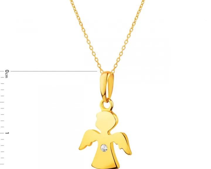 Złota zawieszka z cyrkonią - aniołek