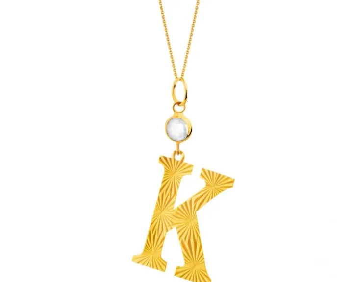 Złota zawieszka z cyrkonią - litera K