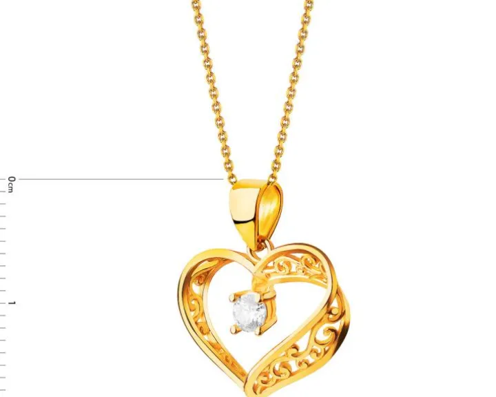 Złota zawieszka z cyrkonią - serce