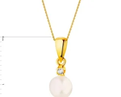 Złota zawieszka z cyrkonią - perła