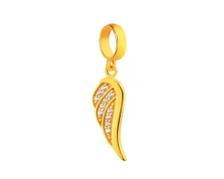 Złota zawieszka z cyrkoniami beads - skrzydło