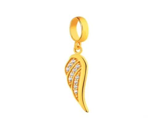 Złota zawieszka z cyrkoniami beads - skrzydło