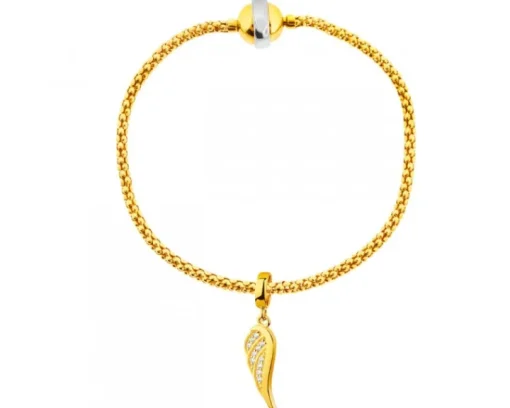 Złota zawieszka z cyrkoniami beads - skrzydło