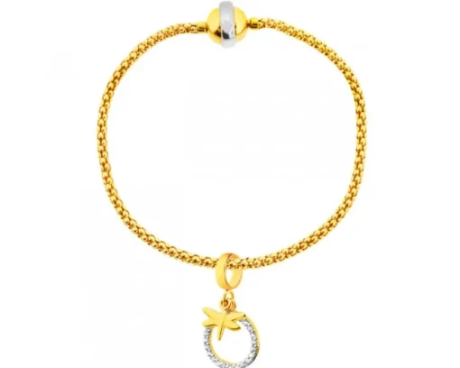 Złota zawieszka z cyrkoniami beads - ważka