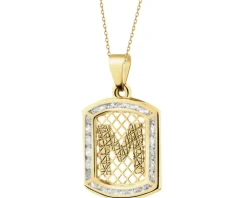 Złota zawieszka z cyrkoniami - litera M