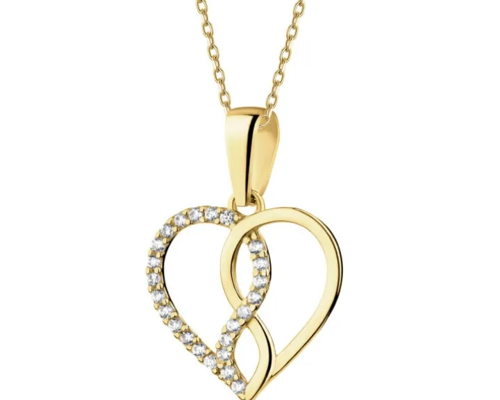 Złota zawieszka z cyrkoniami - serce, nieskończoność