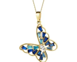 Złota zawieszka z cyrkoniami - motyl