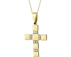 Złota zawieszka z cyrkoniami - krzyż