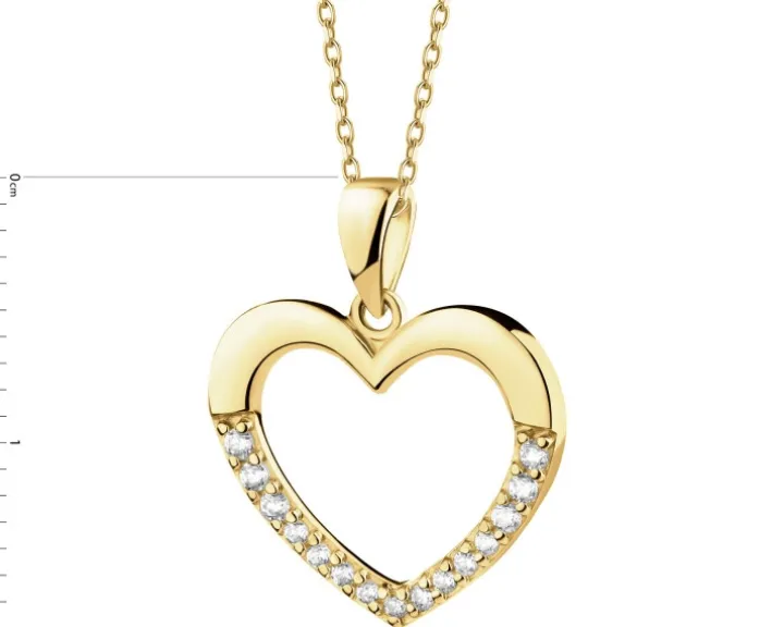 Złota zawieszka z cyrkoniami - serce