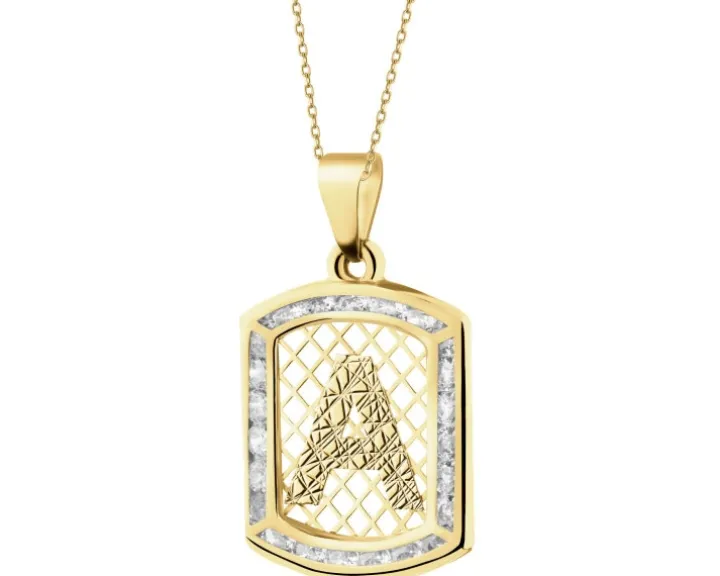 Złota zawieszka z cyrkoniami - litera A