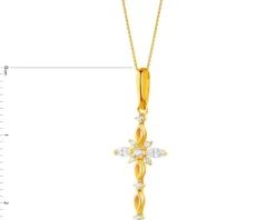 Złota zawieszka z cyrkoniami - krzyż